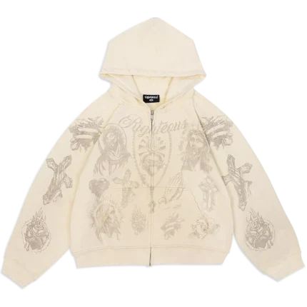 We Are Righteous “Tatted Believer” Zip Up (Cream)