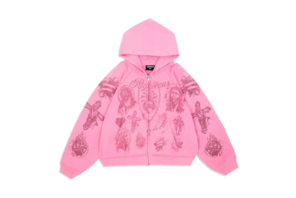 Werighteous “Tatted Believer” Zip Up (Pink) Hoodie