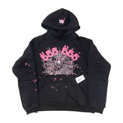 Sp5der Angel Number 666 Black/Pink Hoodie