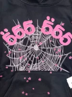Sp5der Angel Number 666 Black/Pink Hoodie