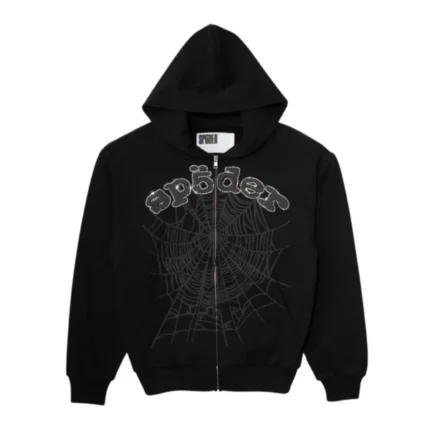Sp5der OG Web V2 Rhinestone Zip-Up Hoodie