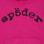 Sp5der Rhinestone Logo Pink Hoodie