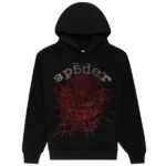 Sp5der Rhinestone OG Web V2 Black Hoodie