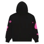 Sp5der Star Graphic Black Pink Hoodie
