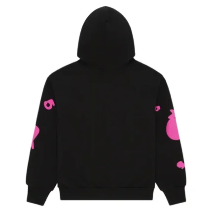 Sp5der Star Graphic Black Pink Hoodie