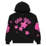 Sp5der Star Graphic Black Pink Hoodie