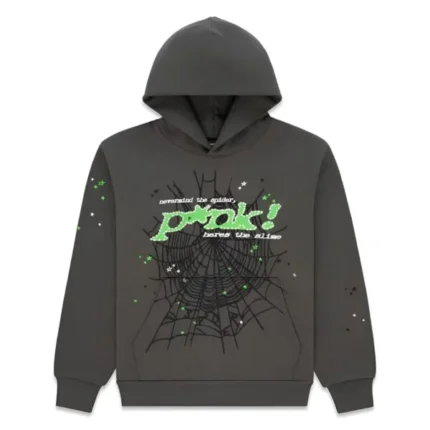 Sp5der Web Graphic Green Charcoal Hoodie